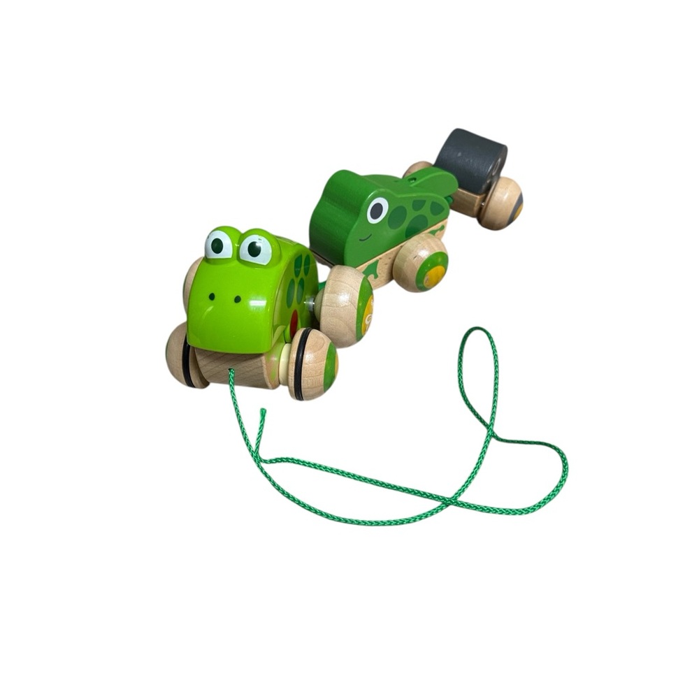 Hape Pull Along Frog Family with Anti-Rollover Wheels - Toddler Push & Pull Toy - Picture 5 of 6